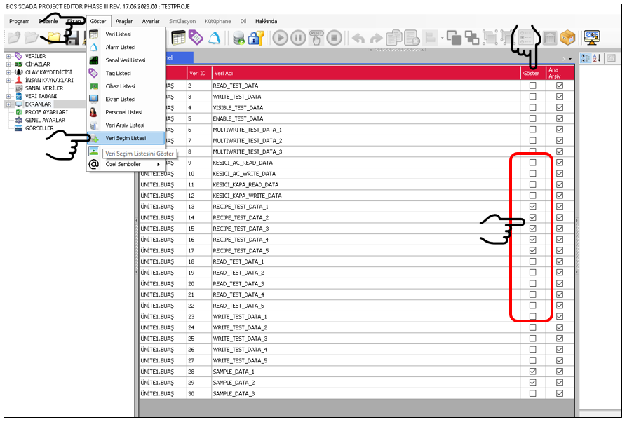 MAESTRO LOGGER ana yapılandırma ekranı