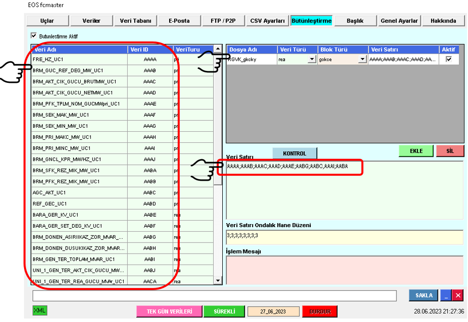 MAESTRO LOGGER ana yapılandırma ekranı