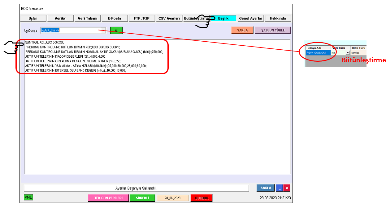 MAESTRO LOGGER ana yapılandırma ekranı