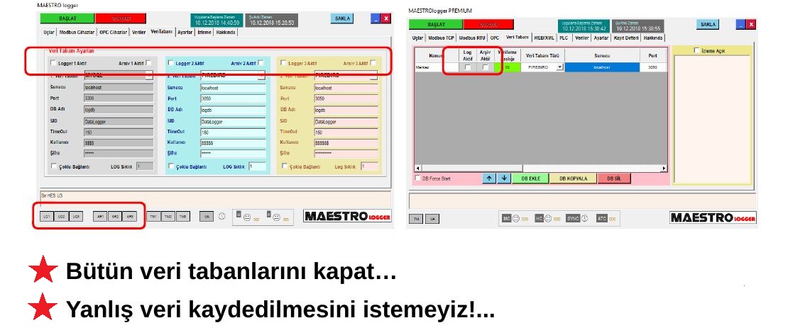 Veri tabanlarının kapatılmasını anlatan sunum ekranı
