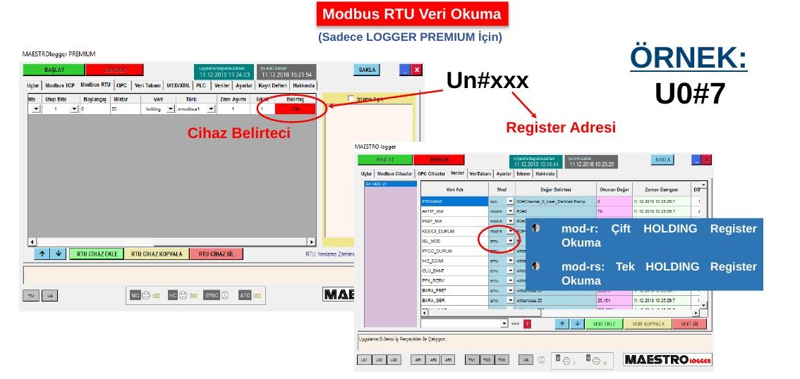 MODBUS RTU belirteci