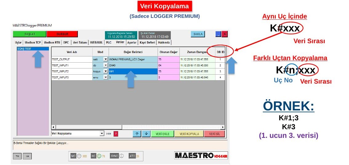 Veri kopyalama belirteçleri