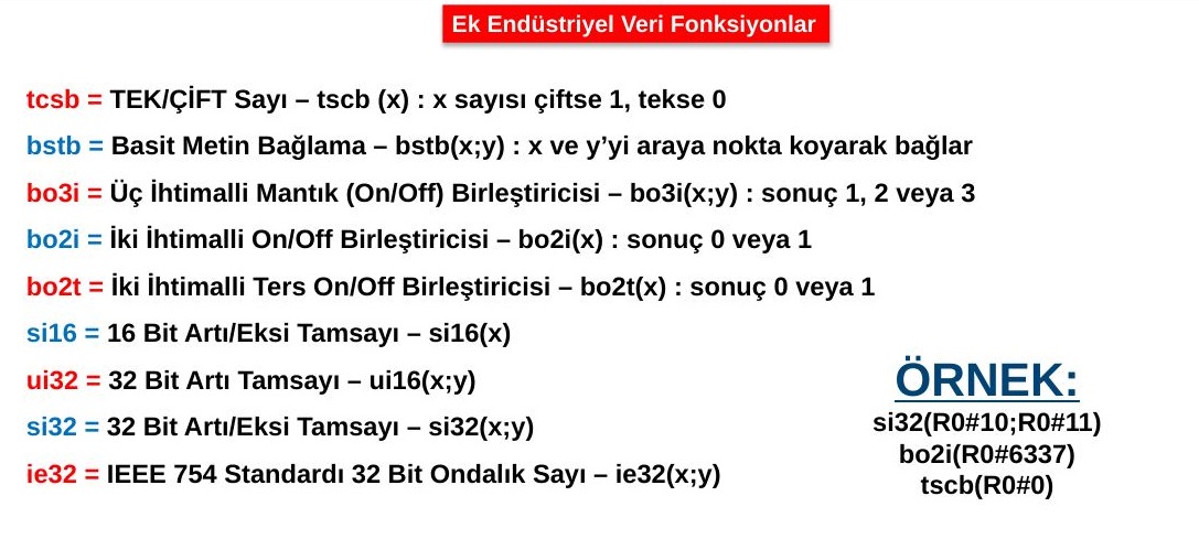 Endüstriyel veri fonksiyonları