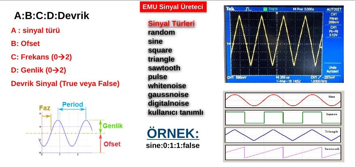 EMU sinyal üreteci ayarları