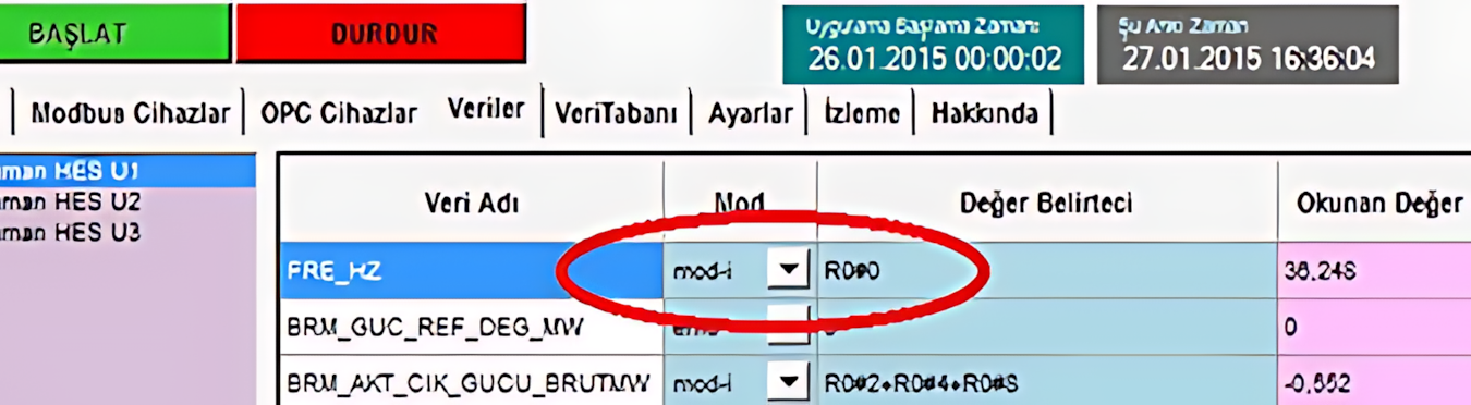 ELİMKO recorder veri modu örneği